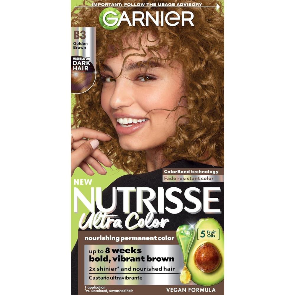 imageGarnier Hair Color Nutrisse Nourishing Creme 30 Darkest Brown Sweet Cola Permanent Hair Dye 2 Count Packaging May VaryB3 Golden Brown Spiced Rum