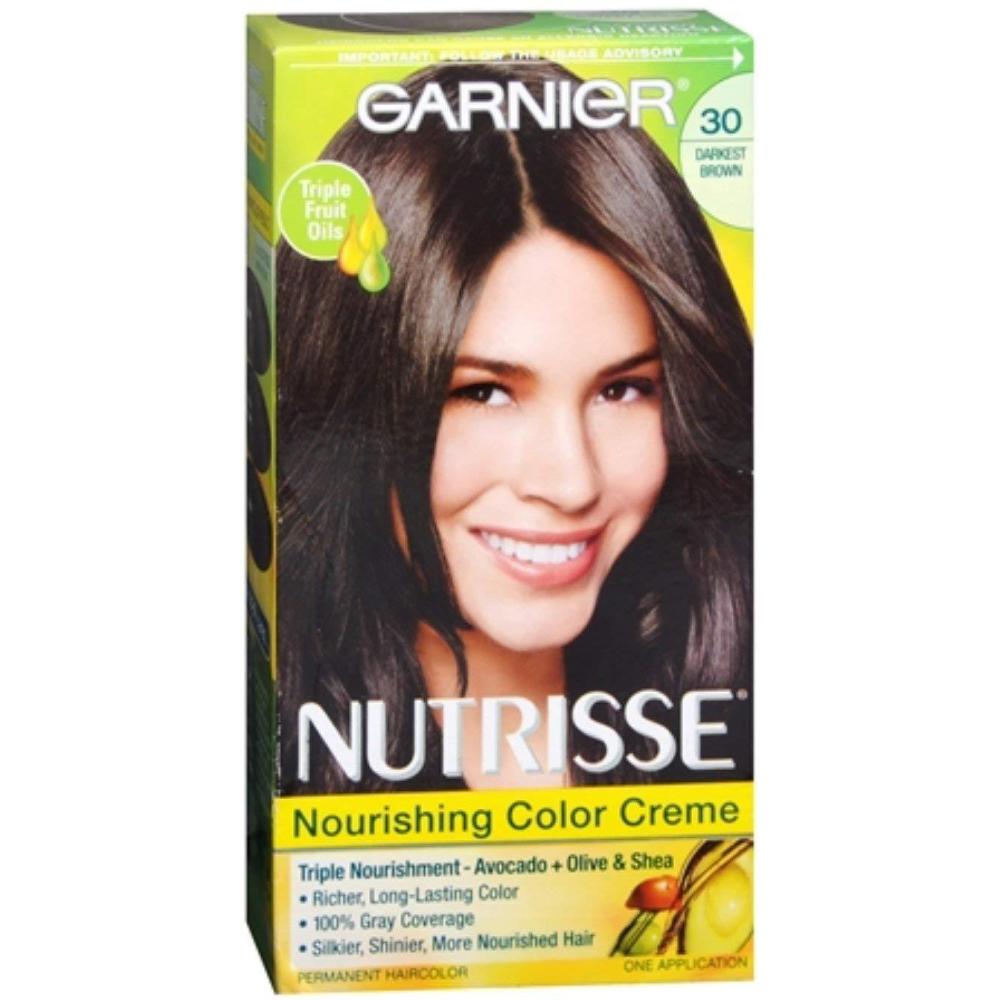 imageGarnier Hair Color Nutrisse Nourishing Creme 30 Darkest Brown Sweet Cola Permanent Hair Dye 2 Count Packaging May VaryBrown