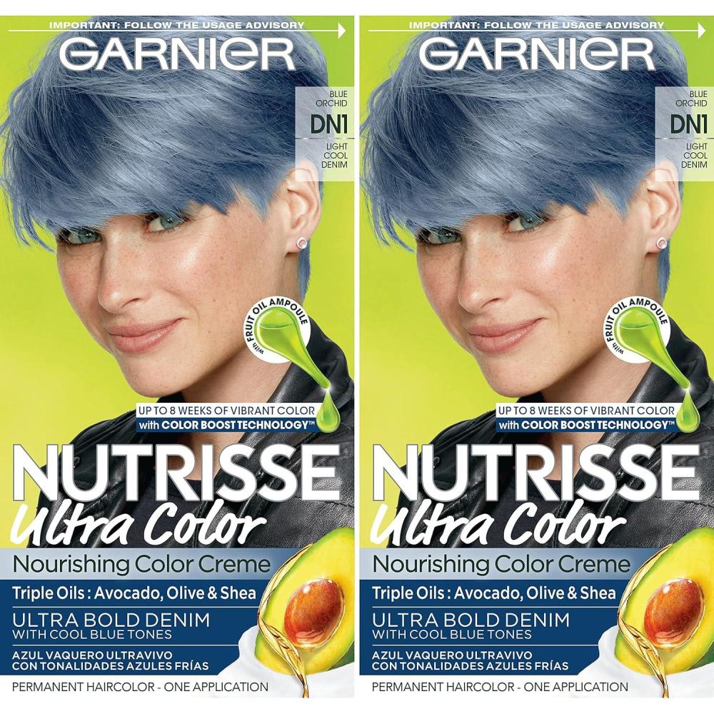 imageGarnier Hair Color Nutrisse Nourishing Creme 30 Darkest Brown Sweet Cola Permanent Hair Dye 2 Count Packaging May VaryDN1 Light Cool Denim Blue Orchid