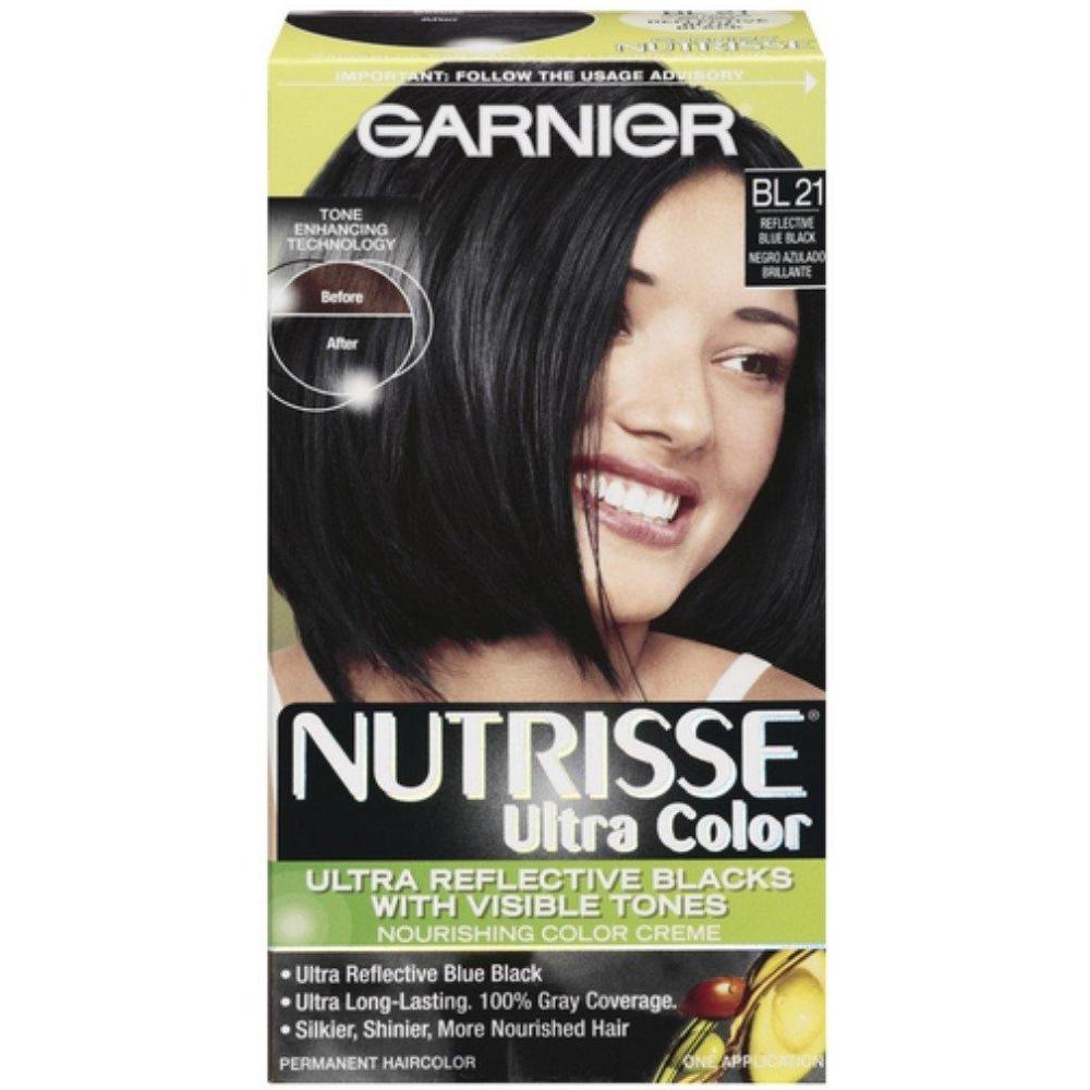 imageGarnier Hair Color Nutrisse Nourishing Creme 30 Darkest Brown Sweet Cola Permanent Hair Dye 2 Count Packaging May VaryReflective Blue Black