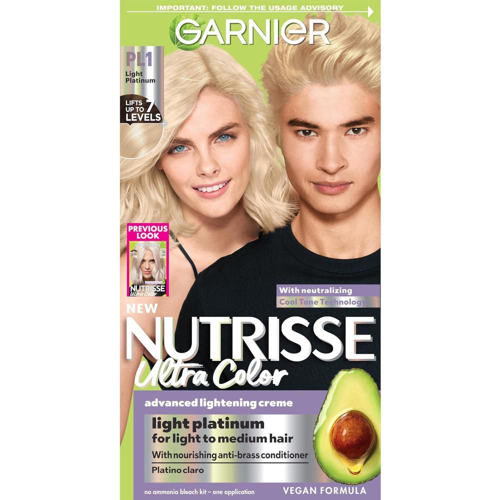 imageGarnier Hair Color Nutrisse Ultra Color Nourishing Creme PL2 Ultra Light Platinum Mascarpone Crme Permanent Hair Dye 1 Count Packaging May VaryPL1 Lightest Platinum Coconut