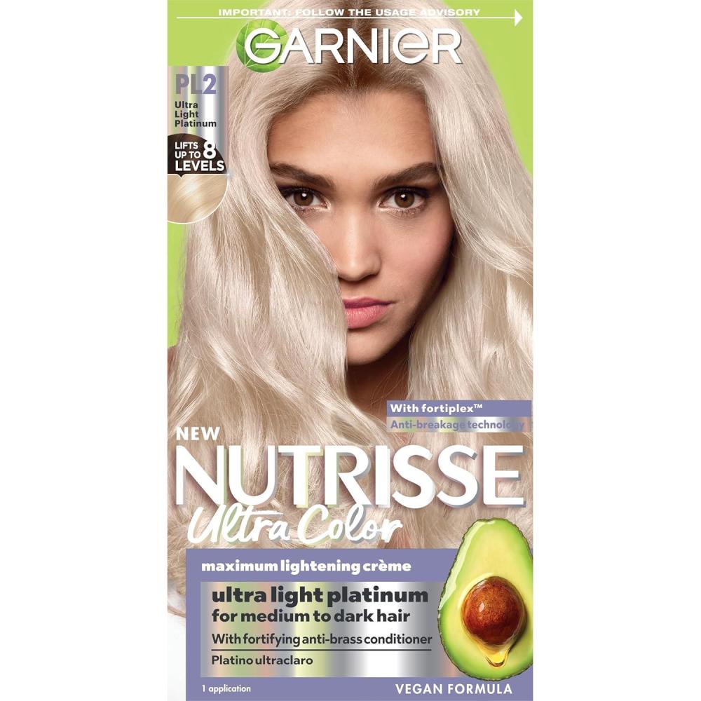 imageGarnier Hair Color Nutrisse Ultra Color Nourishing Creme PL2 Ultra Light Platinum Mascarpone Crme Permanent Hair Dye 1 Count Packaging May VaryPL2 Ultra Light Platinum Mascarpone Crme