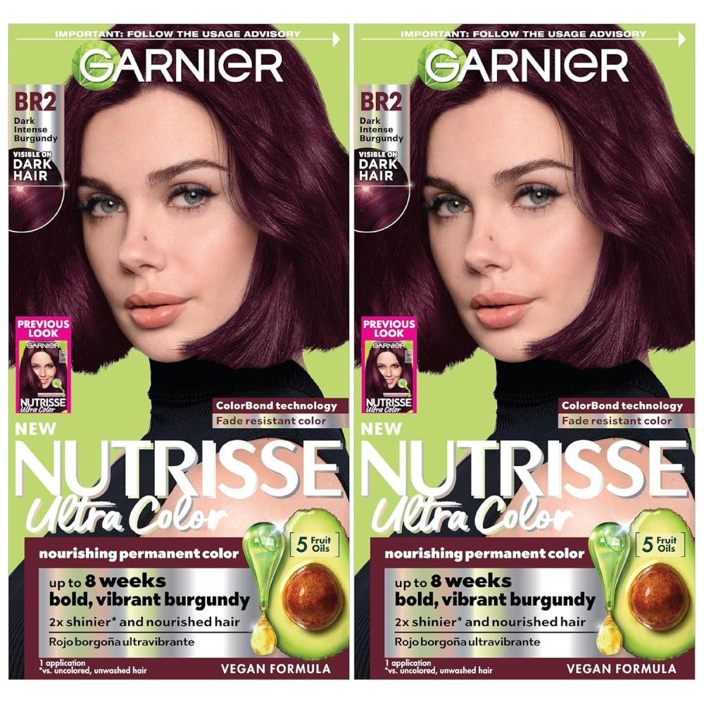 imageGarnier Hair Color Nutrisse Ultra Color Nourishing Creme RC1 Medium Intense Copper Red Terracotta Chili Permanent Hair Dye 2 Count Packaging May VaryBR2 Dark Intense Burgundy Passion Fruit