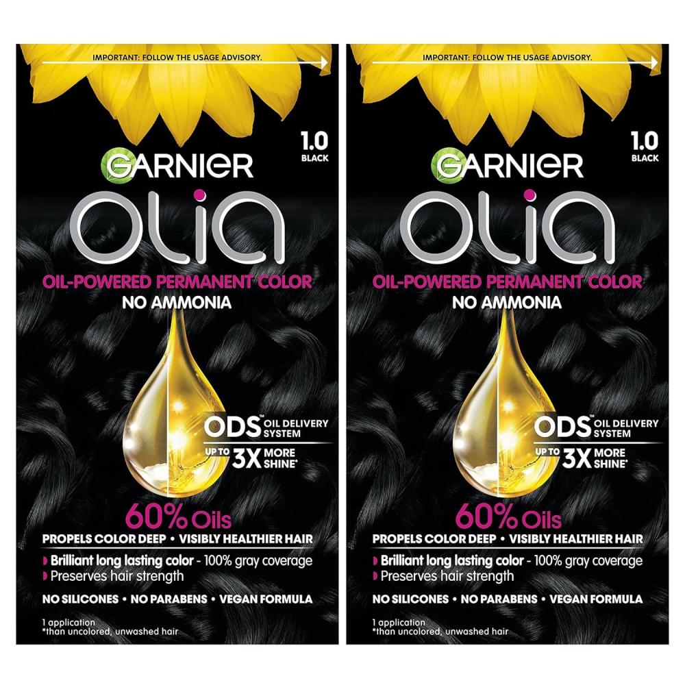 imageGarnier Hair Color Olia AmmoniaFree Brilliant Color OilRich Permanent Hair Dye 30 Darkest Brown 2 Count Packaging May Vary10 Black