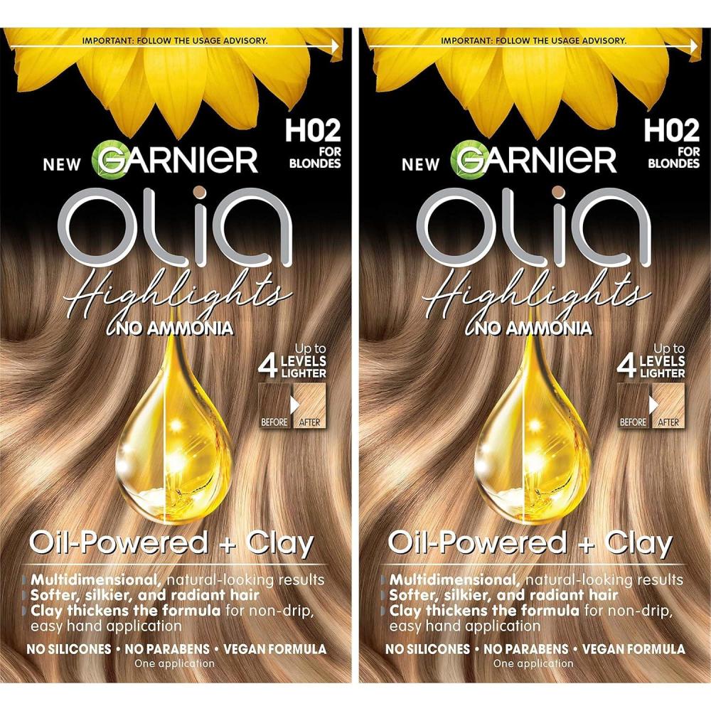 imageGarnier Hair Color Olia AmmoniaFree Permanent Hair Dye H03 Highlights for Brunettes 2 Count Packaging May VaryH02 Highlights for Blondes