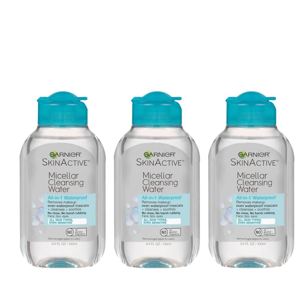 imageGarnier Micellar Water for Waterproof Makeup Hydrating Facial Cleanser ampamp Makeup Remover Suitable for Sensitive Skin Vegan Cruelty Free 135 Fl Oz 400mL 2 Count34 Fl Oz Pack of 3