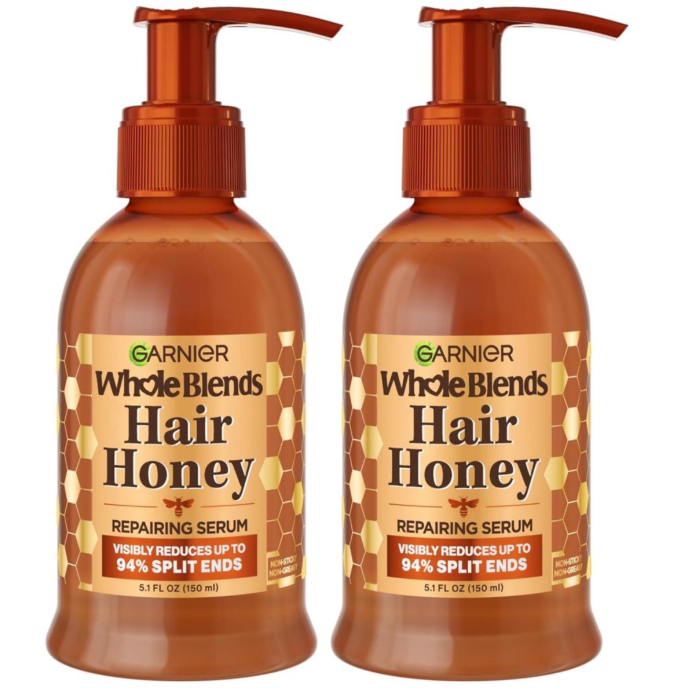 imageGarnier Whole Blends Honey Treasures Hair Honey Repairing Serum for Long Damaged Hair 51 Fl Oz 2Count Packaging May Vary
