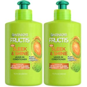 imageGarnier Fructis Sleek ampamp Shine LeaveIn Conditioning Cream for Frizzy Dry Hair Plant Keratin  Argan Oil 102 Fl Oz 1 Count Packaging May Vary102 Fl Oz Pack of 2
