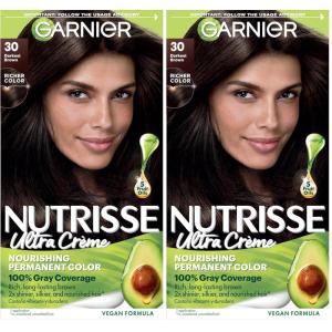 imageGarnier Hair Color Nutrisse Nourishing Creme 30 Darkest Brown Sweet Cola Permanent Hair Dye 2 Count Packaging May Vary30