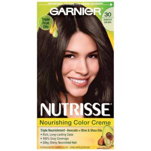 imageGarnier Hair Color Nutrisse Nourishing Creme 30 Darkest Brown Sweet Cola Permanent Hair Dye 2 Count Packaging May Vary30 Darkest Brown