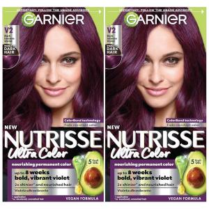 imageGarnier Hair Color Nutrisse Nourishing Creme 30 Darkest Brown Sweet Cola Permanent Hair Dye 2 Count Packaging May VaryV2 Dark Intense Violet Spiced Plum