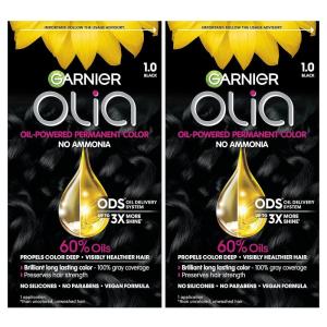 imageGarnier Hair Color Olia AmmoniaFree Brilliant Color OilRich Permanent Hair Dye 30 Darkest Brown 2 Count Packaging May Vary10 Black