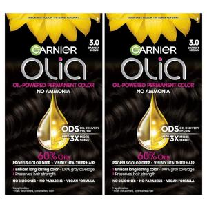 imageGarnier Hair Color Olia AmmoniaFree Brilliant Color OilRich Permanent Hair Dye 30 Darkest Brown 2 Count Packaging May Vary30 Darkest Brown