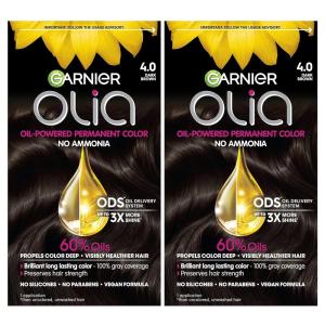 imageGarnier Hair Color Olia AmmoniaFree Brilliant Color OilRich Permanent Hair Dye 30 Darkest Brown 2 Count Packaging May Vary40 Dark Brown