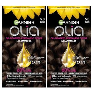 imageGarnier Hair Color Olia AmmoniaFree Brilliant Color OilRich Permanent Hair Dye 30 Darkest Brown 2 Count Packaging May Vary50 Medium Brown