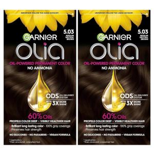 imageGarnier Hair Color Olia AmmoniaFree Brilliant Color OilRich Permanent Hair Dye 30 Darkest Brown 2 Count Packaging May Vary503 Medium Neutral Brown