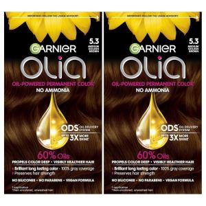 imageGarnier Hair Color Olia AmmoniaFree Brilliant Color OilRich Permanent Hair Dye 30 Darkest Brown 2 Count Packaging May Vary53 Medium Golden Brown