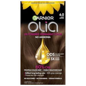 imageGarnier Hair Color Olia AmmoniaFree Brilliant Color OilRich Permanent Hair Dye 30 Darkest Brown 2 Count Packaging May Vary60 Light Brown