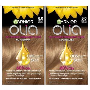 imageGarnier Hair Color Olia AmmoniaFree Brilliant Color OilRich Permanent Hair Dye 30 Darkest Brown 2 Count Packaging May Vary80 Medium Blonde