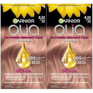 imageGarnier Hair Color Olia AmmoniaFree Brilliant Color OilRich Permanent Hair Dye 30 Darkest Brown 2 Count Packaging May Vary822 Medium Rose Gold