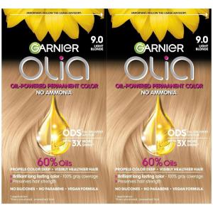 imageGarnier Hair Color Olia AmmoniaFree Brilliant Color OilRich Permanent Hair Dye 30 Darkest Brown 2 Count Packaging May Vary90 Light Blonde