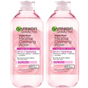 imageGarnier Micellar Water with Rose Water and Glycerin Hydrating Facial Cleanser ampamp Makeup Remover For All Skin Types Vegan Cruelty Free 135 Fl Oz 400mL 2 CountRose