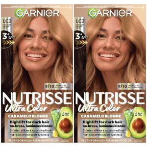imageGarnier Nutrisse Ultra Color Nourishing Bold Permanent Hair Color Creme LC2 HiLift Dark Blonde Coconut Flan Pack of 2 Hair Dye Kit for 8 Weeks of Bold Hair Color Even on Dark BasesLC2 HiLift Dark Blonde Coconut Flan