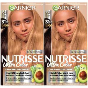 imageGarnier Nutrisse Ultra Color Nourishing Bold Permanent Hair Color Creme LC2 HiLift Dark Blonde Coconut Flan Pack of 2 Hair Dye Kit for 8 Weeks of Bold Hair Color Even on Dark BasesLC3 HiLift Blonde Tres Leches