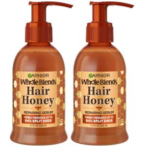 imageGarnier Whole Blends Honey Treasures Hair Honey Repairing Serum for Long Damaged Hair 51 Fl Oz 2Count Packaging May Vary