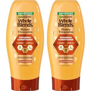 imageGarnier Whole Blends Honey Treasures Repairing Conditioner for Dry Damaged Hair 22 Fl Oz 2 Count Packaging May Vary