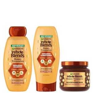 imageGarnier Whole Blends Honey Treasures Repairing Shampoo and Conditioner Set for Dry Damaged Hair 22 Fl Oz 2 Items 1 Kit Packaging May VaryHoney