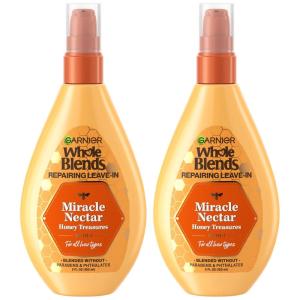 imageGarnier Whole Blends Sulfate Free Remedy Miracle Nectar 10in1 Repairing LeaveIn Conditoner for All Hair Types Honey Treasures 5 Fl Oz 2 Count Packaging May VaryHoney
