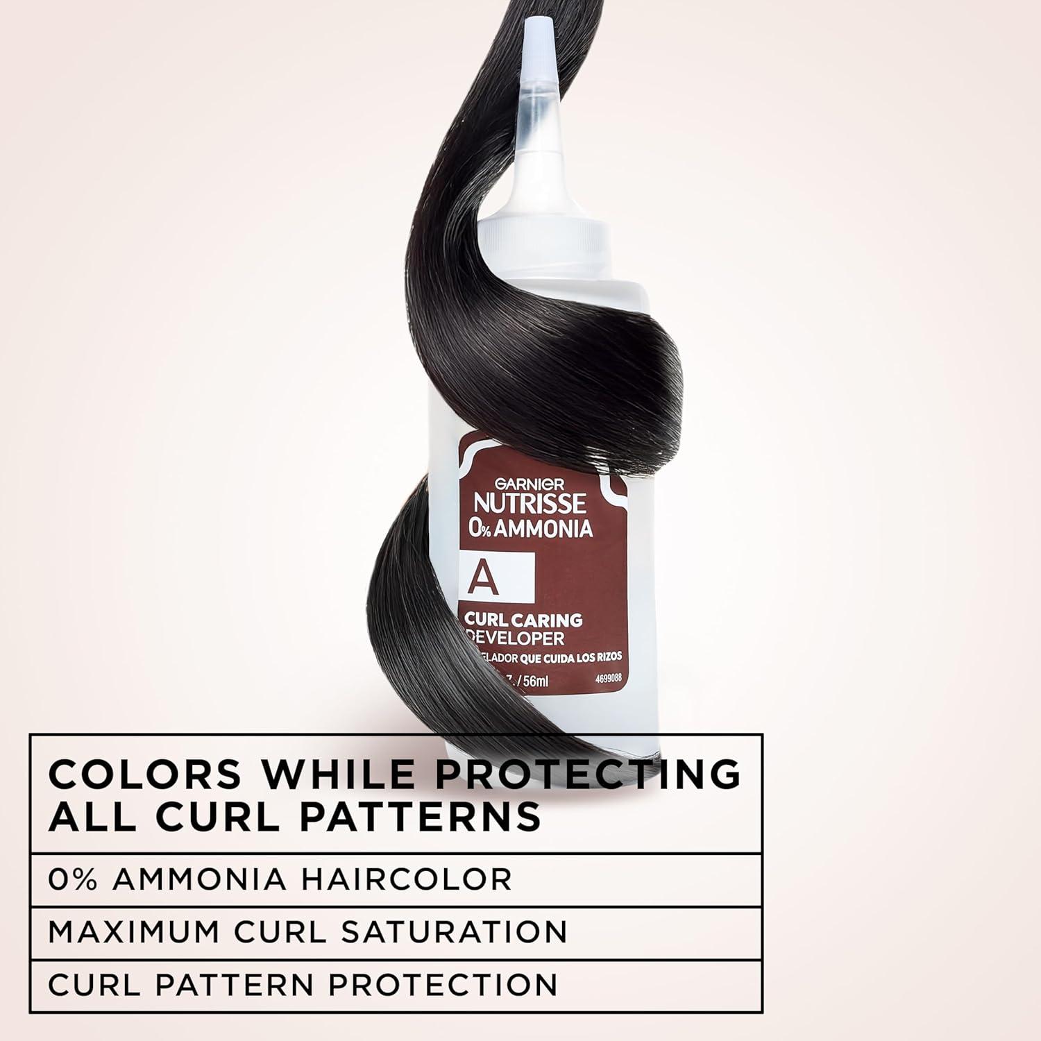 imageGarnier Nutrisse 0 Ammonia Glossy Curl Color Permanent Hair Dye for Curls Vegan Color For 100 Gray Coverage CurlProtecting Formula with Enhancing Oil CR4 Glossy Dark Brown Pack of 2
