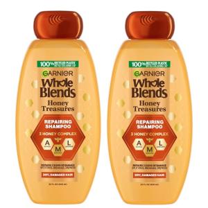 imageGarnier Whole Blends Honey Treasures Repairing Shampoo Hair Repair Formula for Dry Damaged Hair with Acacia Manuka and Lavender Honeys 28 Fl Oz Packaging May Vary22 Fl Oz Pack of 2